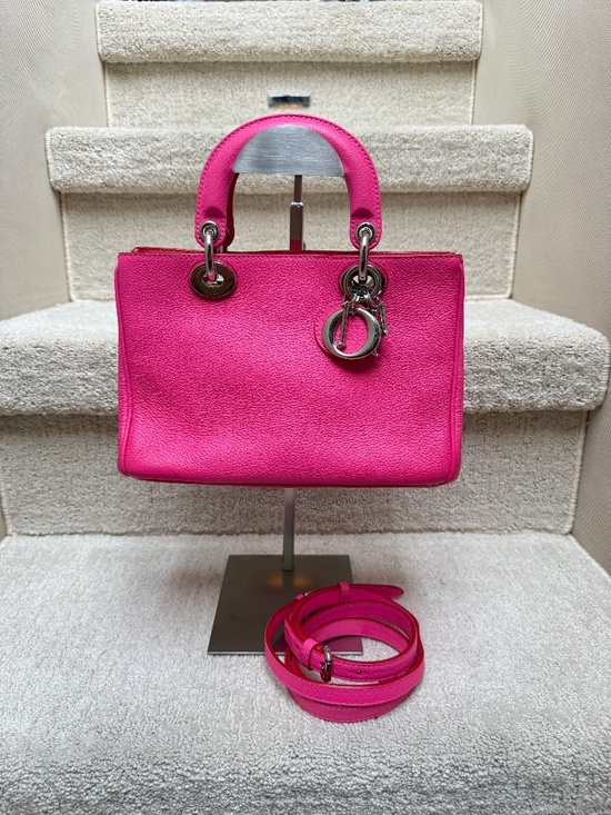 Dior Handbags - Christian Dior Calfskin Small Diorissimo Tote Fuchsia